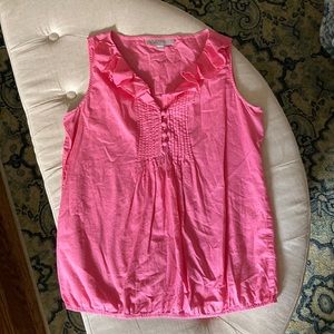 LOFT Pink Ruffle Tank Top Size XS